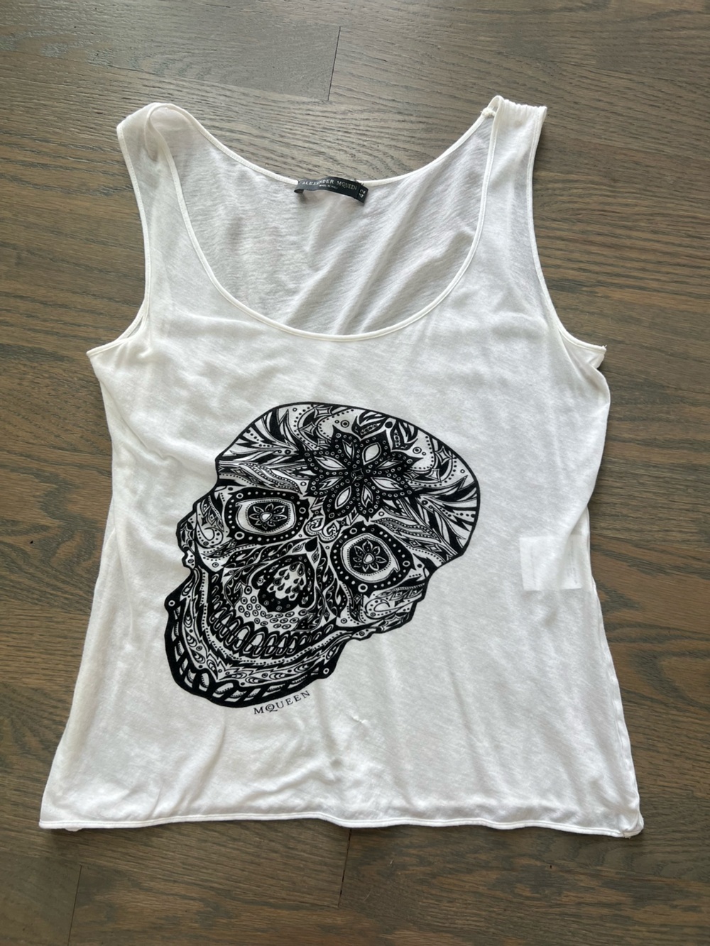 Alexander McQueen Skull Graphic Cotton Tank Top White Made in Italy
